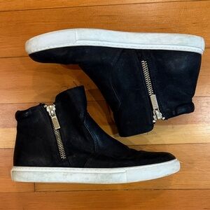 Kenneth Cole New York Kiera side-zip high-top sneakers in black leather